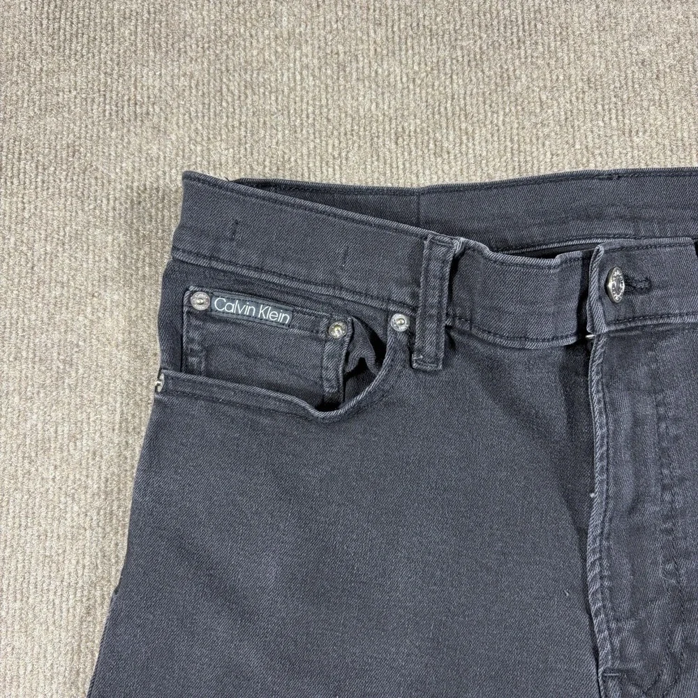 Calvin Klein Slim Straight Fit Jeans Mens W33 L30 Black Stretch Denim Pants